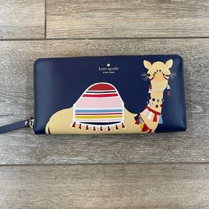 Kate spade camel stoned blue zip full size wallet